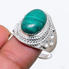 Green Malachite Gemstone 925 Sterling Silver Jewelry All Size Ring For Gift