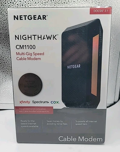 Netgear CM1100-100NAS Nighthawk DOCSIS 3.1 Multi-Gig Speed Cable Modem