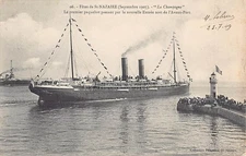 SS LE CHAMPAGNE, C. G. T. SHIP LINE ~ used 1909