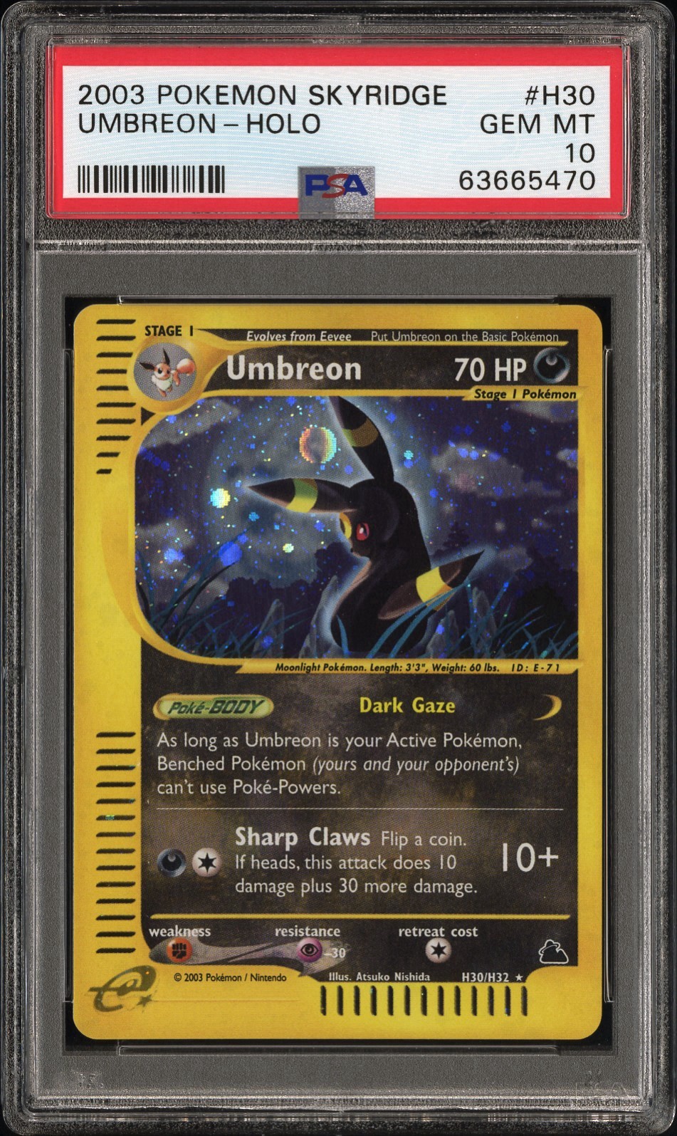 Pokemon Umbreon Skyridge Holo Rare #H30 PSA 10 Gem Mint