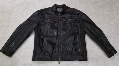Affliction Black Premium Leather Jacket 3XL Limited Edition Buckle American Brwn