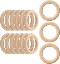 15 Wooden Rings 2 Inch Natural for Crafts Macrame - 50mm