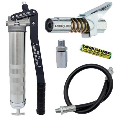 Professional Lever Grease Gun w/ Patented Lock-On Coupler, 20'' Hose & Swivel