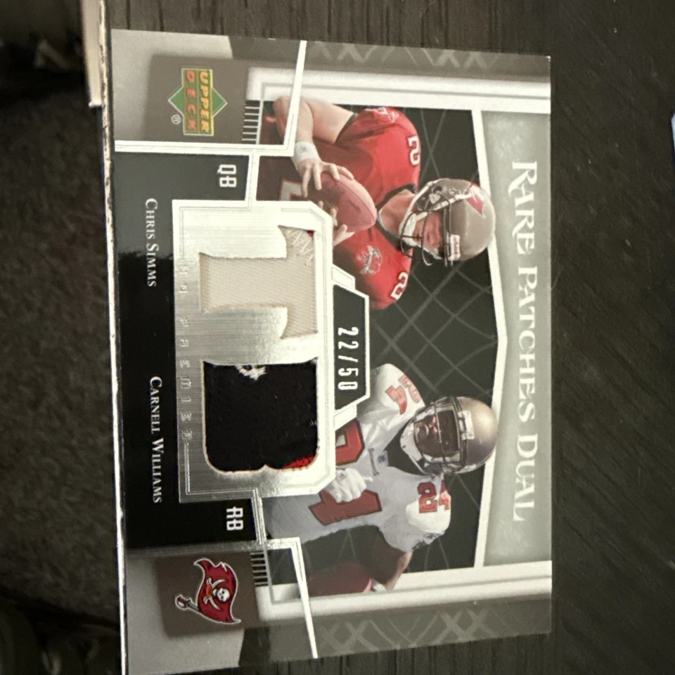 Parches raros de cubierta superior dobles Chris Simms Carnell Williams RP2-SW 22/50 Foto 2 de 4