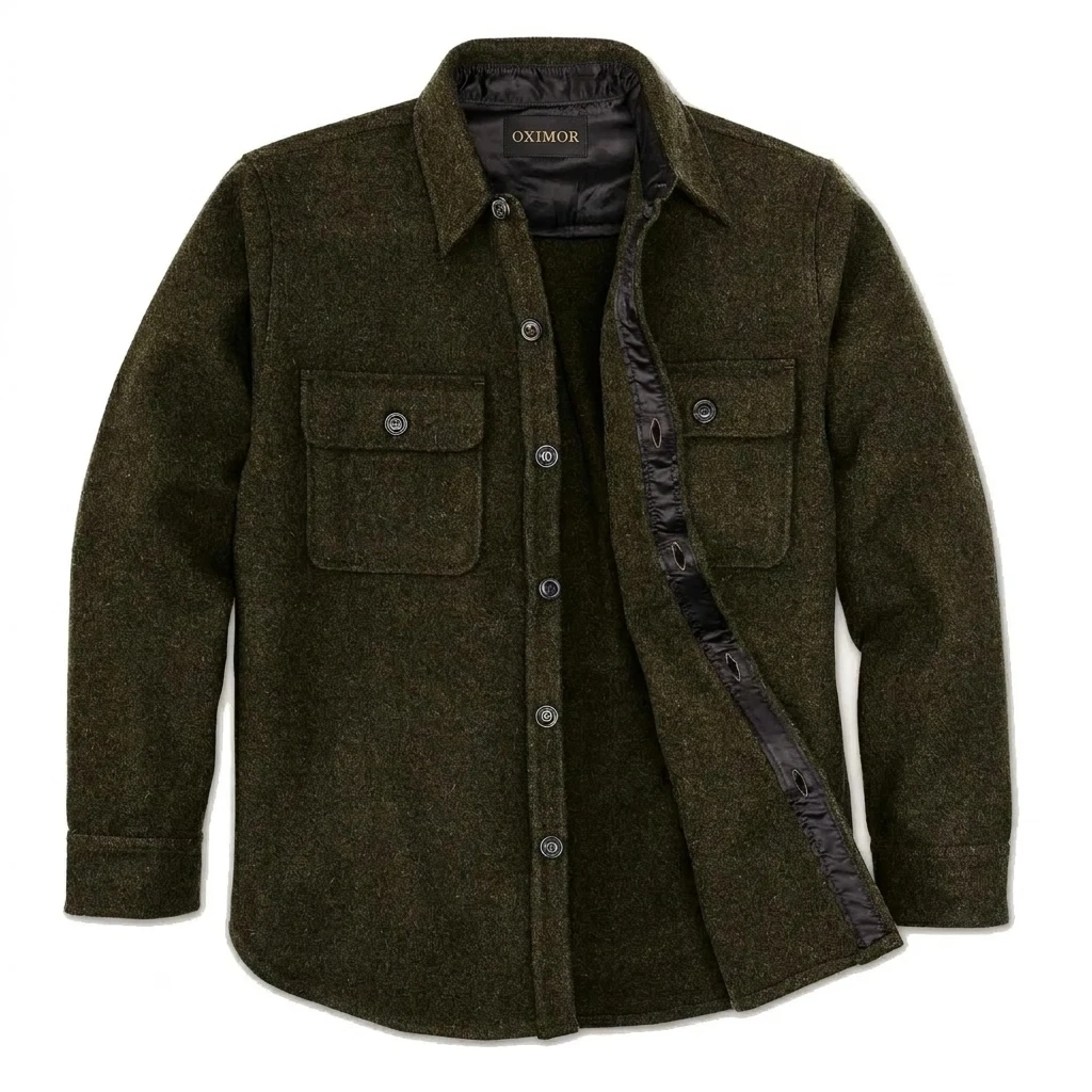 100% Wool Jac Shirt Heavy Wool Overshirt Forest Green Oximor Workwear shirt
Opens in a new window or