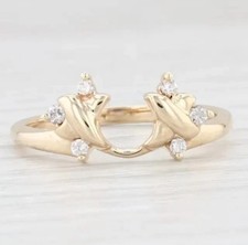 0.18 cts Lab Created Diamond Guard Enhancer Wedding Ring 14k Yellow Gold Plated
