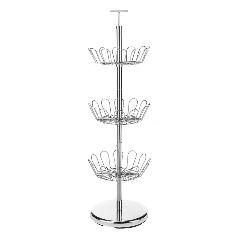 Revolving 3-Tier 18 Pair Shoe Storage Rack Chrome Organizer Indoor Shoe Spinner - Image 2 of 4