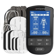 Comfytemp TENS Unit Muscle Stimulator for Pain Relief 2 Channels, Black