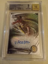 2022 Bowman Platinum Victor Acosta #42/50 ICE AUTOGRAPHED #TOP-18 Graded BGS 9
