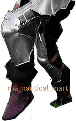 Medieval LARP Gothic Leg Guards Armour Costume Silver