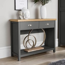 Console Table 2 Drawer Table Dark Grey Oak Hallway Storage Seconds