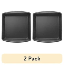 (2 pack)  Nonstick 9" x 9" x 2" Square Cake Pan, Brownie Pan, Gray
