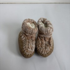 Bearpaw Booties Baby Toddler Tan Brown Sweater Knit Upper Faux Suede Bottom