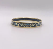 Hermès Émail GM Bangle Bracelet - Black Enamel with Gold-Tone Hardware