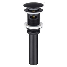 Bathroom Sink Drain Stopper, Push Pop Up Drain with Overflow, Matte Black