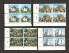 ISLE OF MAN - 1977 MNH SCOTT WESLEY CORNER BLOCKS OF FOUR - SC 105-108 - A10