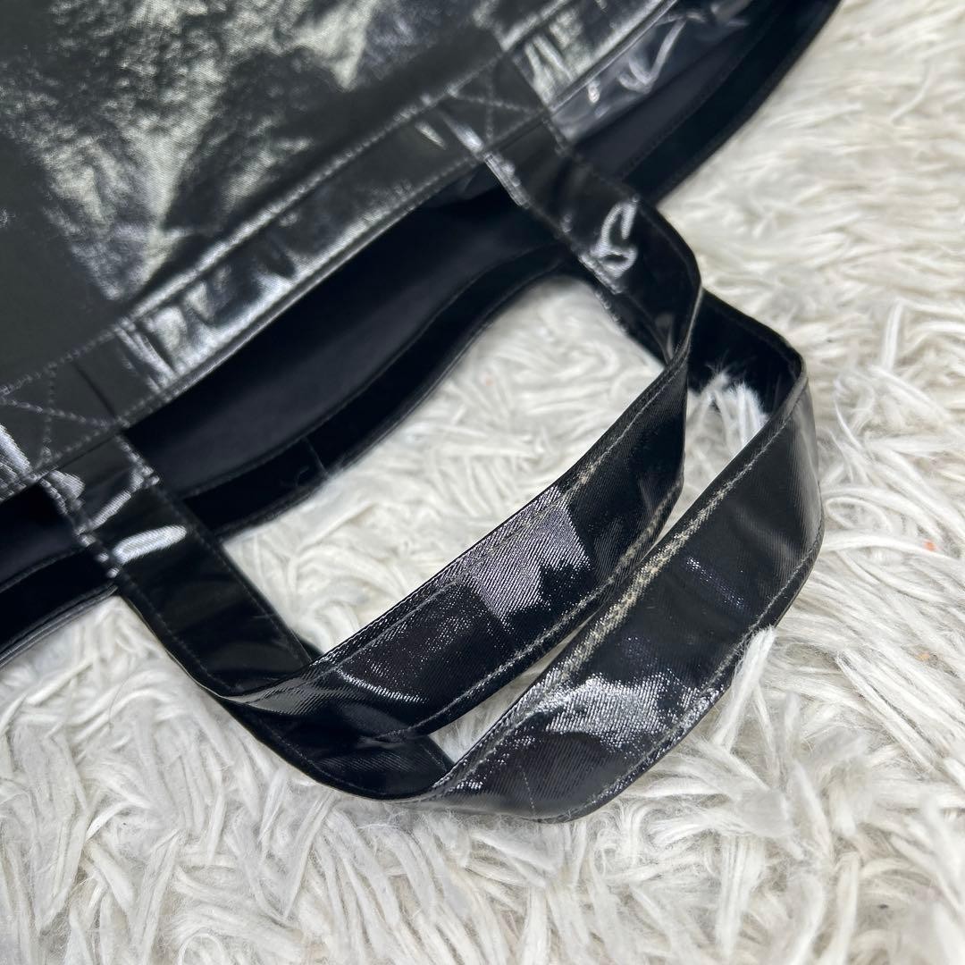 GUCCI Logo Print Large Tote Bag Black Coated Canvas Shopper Auth from Japan thumbnail 15