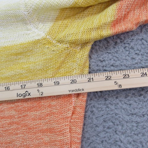Denim & Co. Medium Striped Knit Sweater Orange Yellow White Cotton Blend  Med - Picture 7 of 8