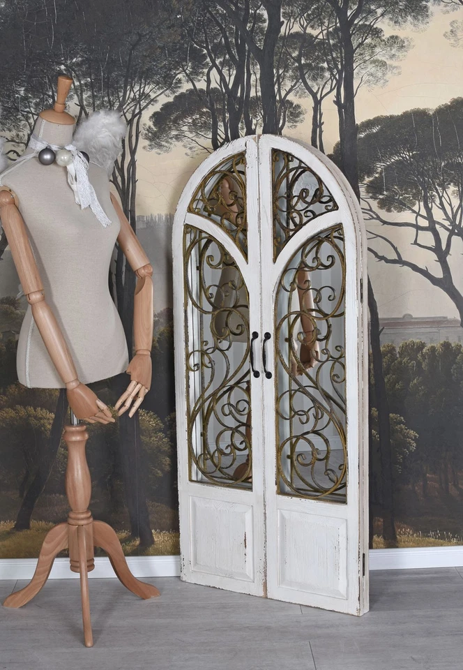 XXL Fensterspiegel Shabby Chic Spiegel Fensterläden Antik Wandspiegel 126cm - Bild 4 von 4