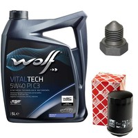 MotoröL Set 5W40 5 Liter + ÖLfilter + Schraube FüR Audi A3 Cabriolet 1.8 2.0 8P7