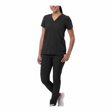Adar Addition Women  s Slim V-Neck Scrub Set   Stretch Skinny Cargo Pants  Top.