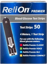 ReliOn Premier Glucose Blood Test Strips 50 Count