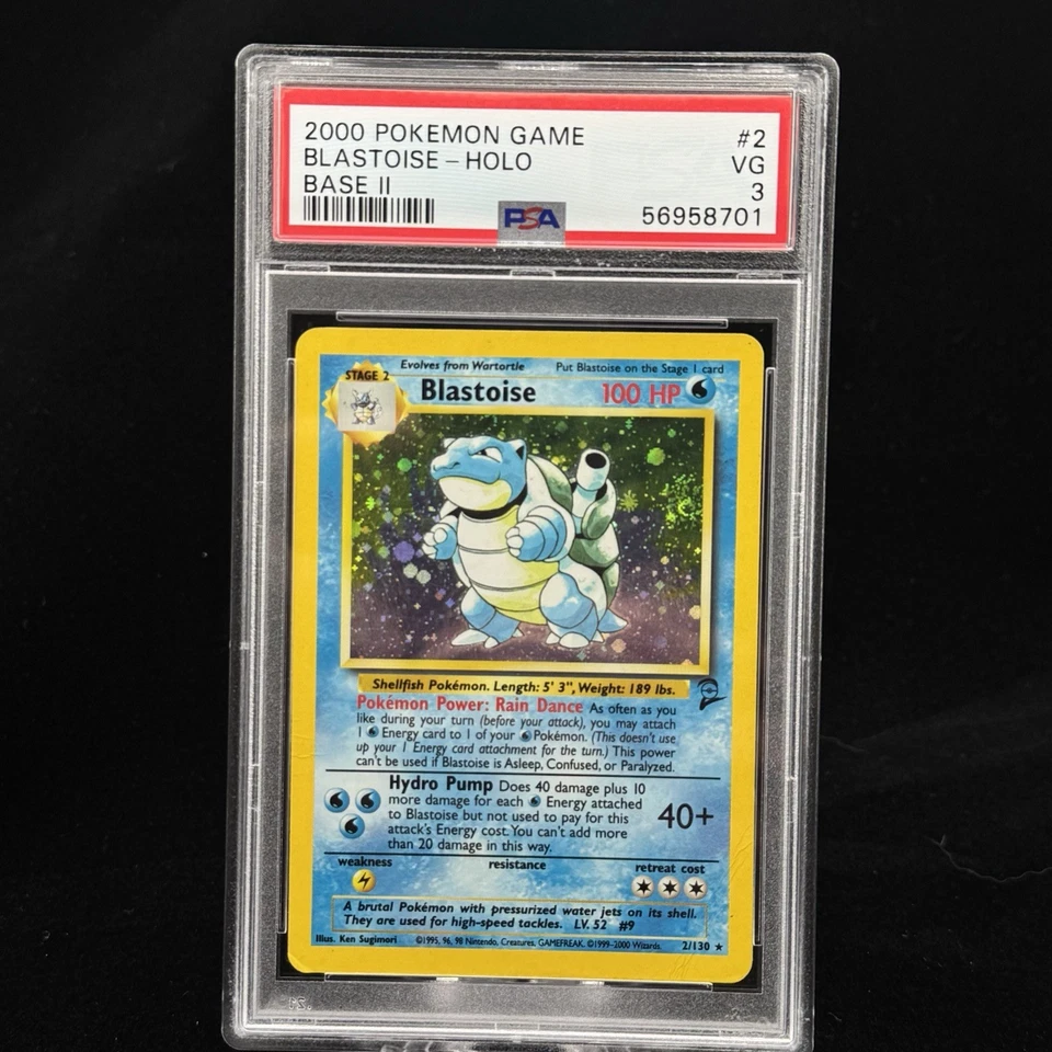 Blastoise Holo #2 Base Set 2 II 2000 Pokemon PSA 3 w Swirl 💦 🌀 - Image 2 of 3