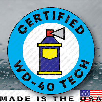 WD-40 CERTIFIED Funny Hard Hat Helmet JDM TUNER Gag Prank Joke Sticker 2IN