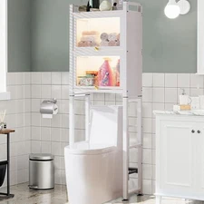 Over The Toilet Storage Cabinet, 3 Tier Over Toilet Storage Rack with Flip Do...