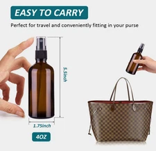 Amber Glass Small Empty Fine Mist Spray Oil Bottles 4oz 2 Pack w/Funnel Dropper