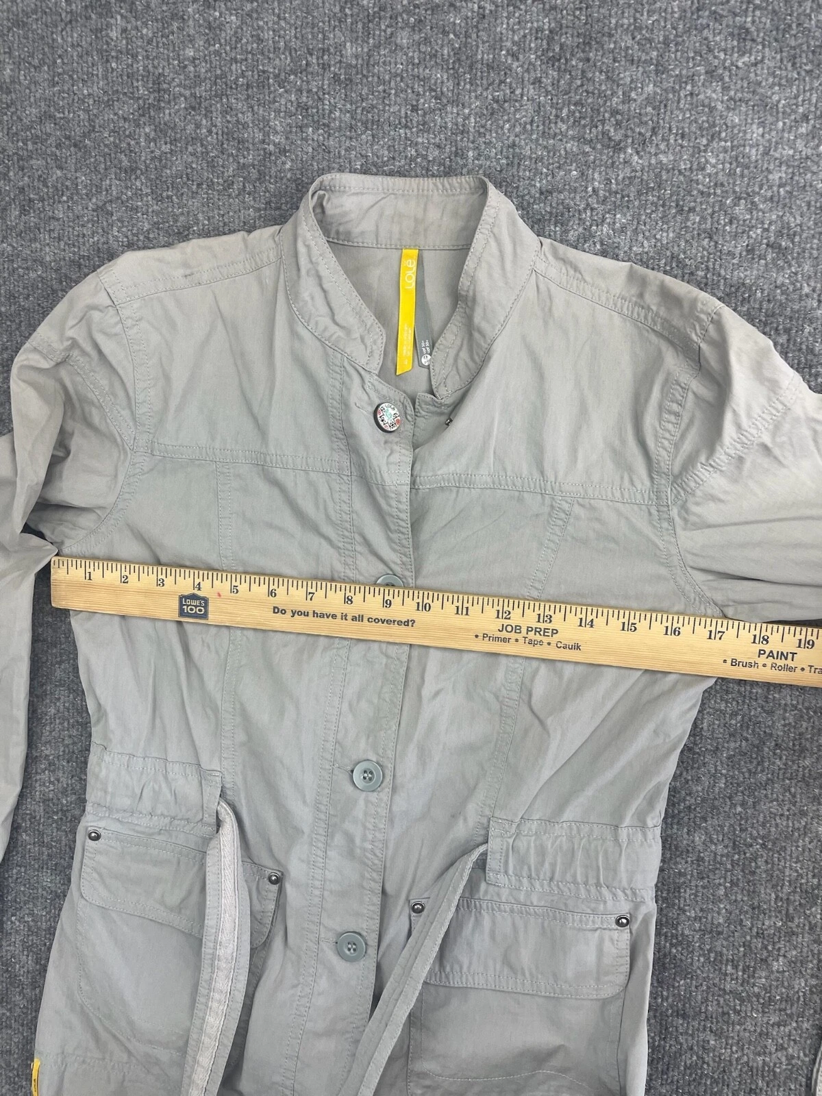 lole canvas full zip pockets long sleeve tie front jacket