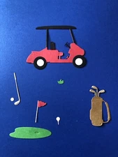 Golf group cardstock die cuts for cards or scrapbook 8pcs.