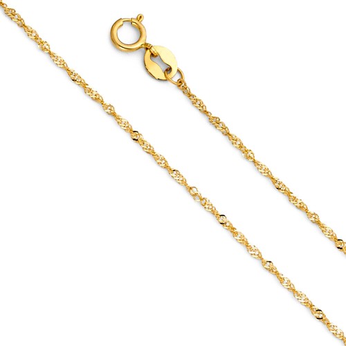 Wellingsale 14k Yellow Gold Solid 0.9mm Singapore Chain Necklace | eBay