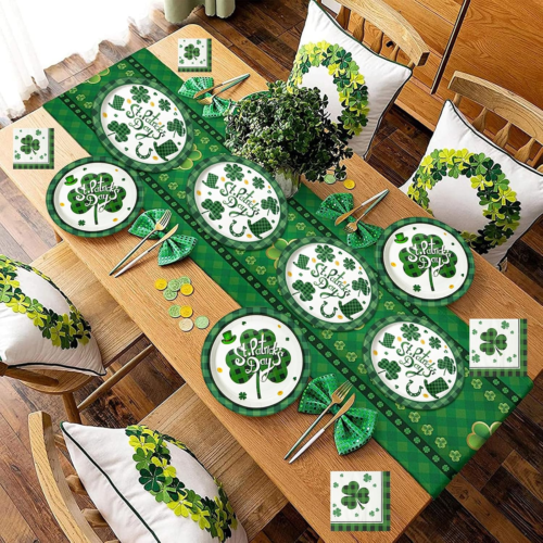 100 PCS St Patricks Day Paper Plates and Napkins | Bundle Includes Paper Oval Di - Picture 6 of 12