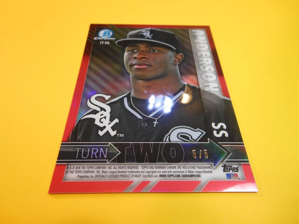 2016 Bowman Chrome Turn Two refrator vermelho 5/5 Tim Anderson / Carson Fulmer TT-FA - Imagem 2 de 4