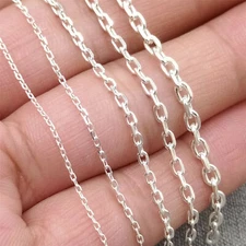 925 Sterling Silver Unfinished Drawn Rectangle Cable Chain for Bracelet Necklace