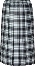 LADIES WOMENS TARTAN PLEATED BOX CHECK SKIRT 27 INCH LENGTH ELASTIC SIZES 10-26