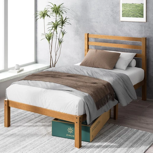 Zinus Leah Bamboo Platform Bed Frame with Headboard No Box Spring Needed Wood