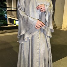 Open Kaftan Abaya Women Long Dress Set Evening Muslim Kimono Robe Party Gown 2pc