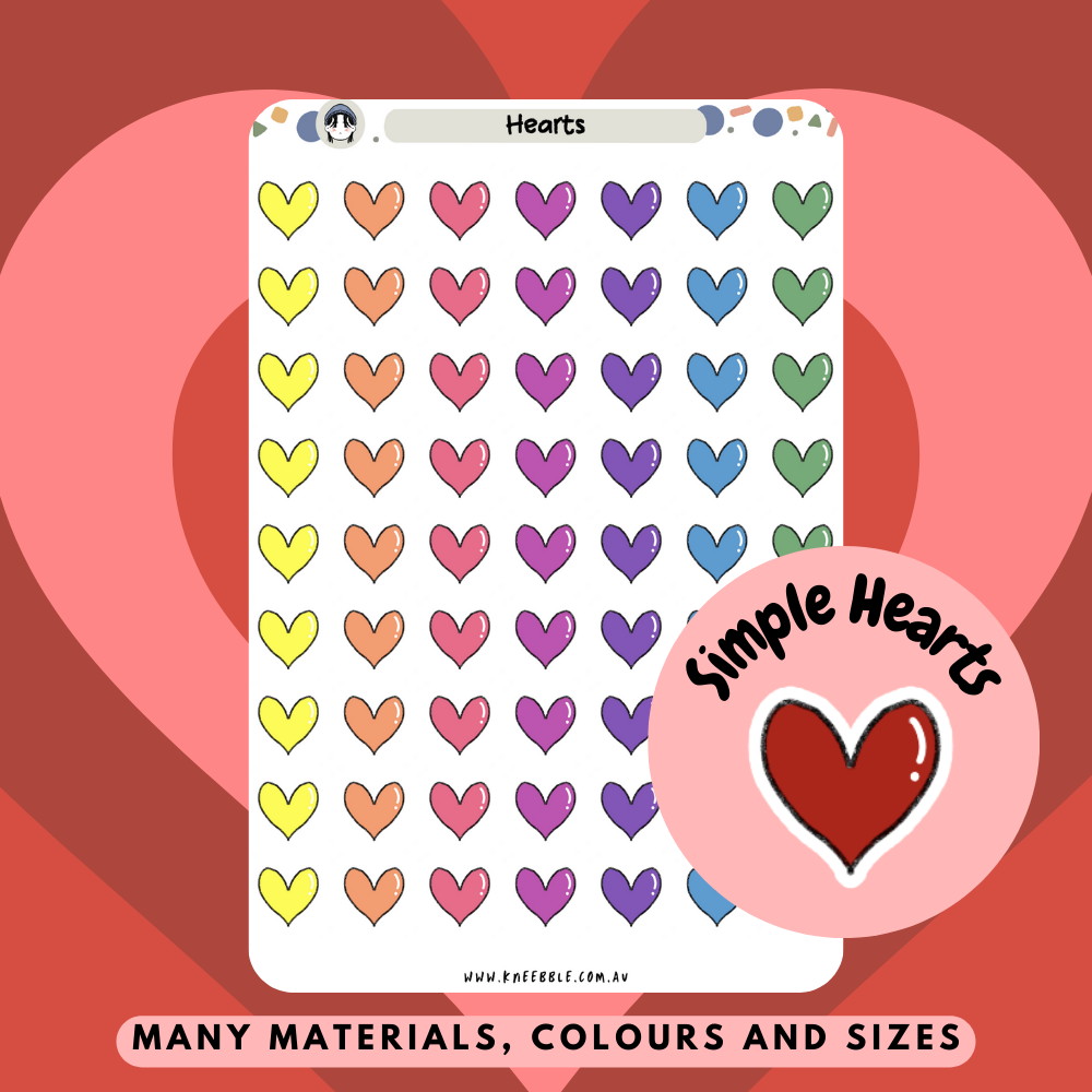 Simple Hearts Planner Stickers