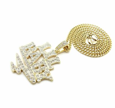 送料関税込【King Ice】LIL' BABY NECKLACE 14KGold ☆国内発送 Iced Hip Hop Rapper Lil Baby Pendant & 18