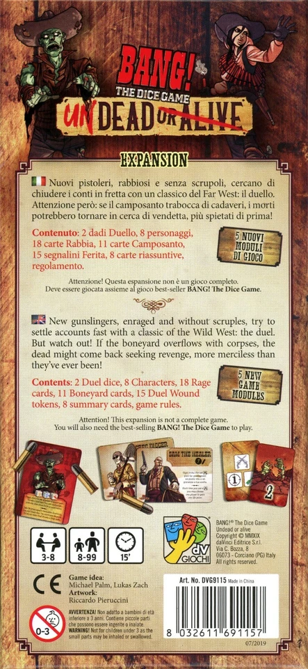 Undead Or Alive Expansion Bang Dice Game Family Party Game Davinci Games DVG9115 - Image 2 of 2