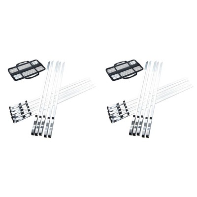 20 Pcs Metal Kabob Skewers Grilling With Handle Vegetable Skewers Stick