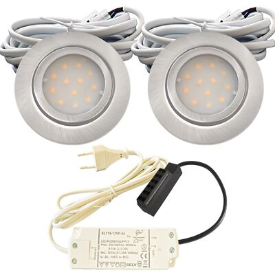 LED Spot Möbel Einbauspots, inkl. Trafo - Plug & Play, IP44, 2W, Warmweiß(3000k)
