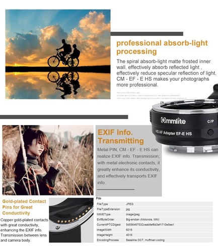 Commlite Auto focus adapter for Canon EOS EF mount to Sony E mount A9 A7M3 A7R3 - Picture 12 of 12