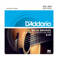 D'Addario EJ11 80/20 Bronze Acoustic Guitar Strings; gauges 12-53