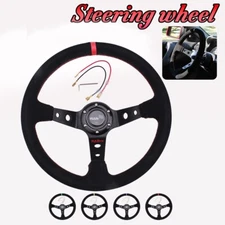 14inch 350mm Deep Dish 93mm Drifting Racing Steering Wheel Suede Leather
