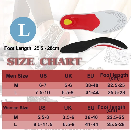 Orthotic Shoe Insoles Inserts Flat Feet High Arch Support Sports For Men & Women - Picture 17 of 25