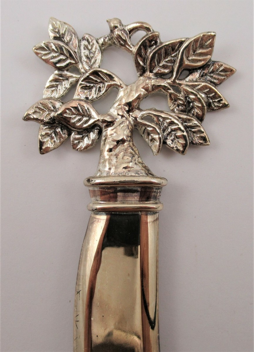 Antique Sterling Silver Curved Letter Opener With Bird in Tree