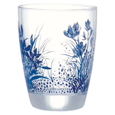 GreenGate Wasserglas Trinkglas Kristel blue Blumen Landhaus Vintage Nostalgie